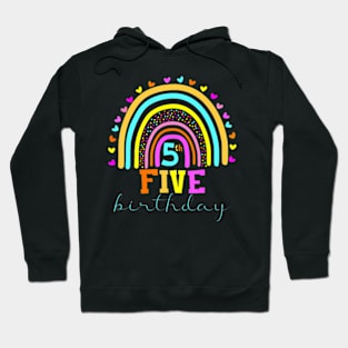 5 Years Old Rainbow 5Th Birthday For Girls Boys Kids Hoodie